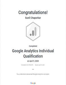 Google Analytics individual Qualification - Sonalta Digibiz