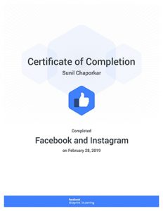 Facebook and instagram certification - Sonalta Digibiz