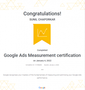 Google Ads Measure Certification - Sonalta Digibiz